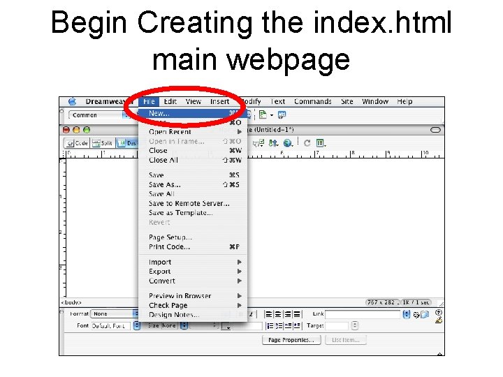 Begin Creating the index. html main webpage 