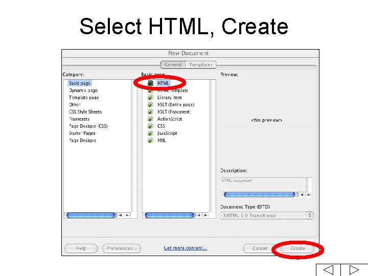 Select HTML, Create 