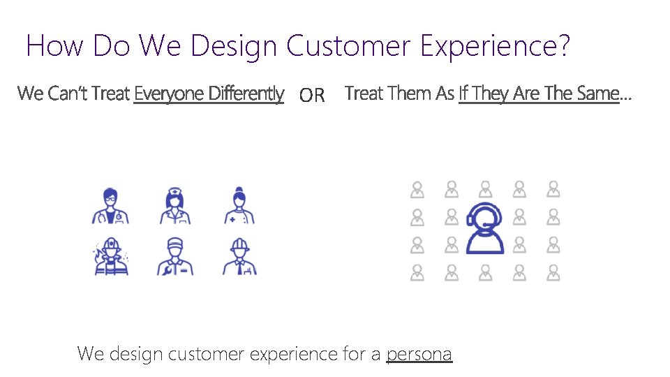 How Do We Design Customer Experience? OR We design customer experience for a persona