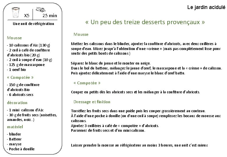 Le jardin acidulé X 5 25 min Une nuit de réfrigération Mousse - 10