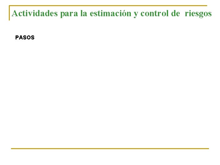 Actividades para la estimación y control de riesgos PASOS 