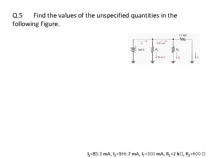 Q. 5 Find the values of the unspecified quantities in the following Figure. I