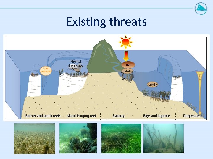 Existing threats • Poor catchment management – transport of terrestrial sediments, nutrients and pesticides
