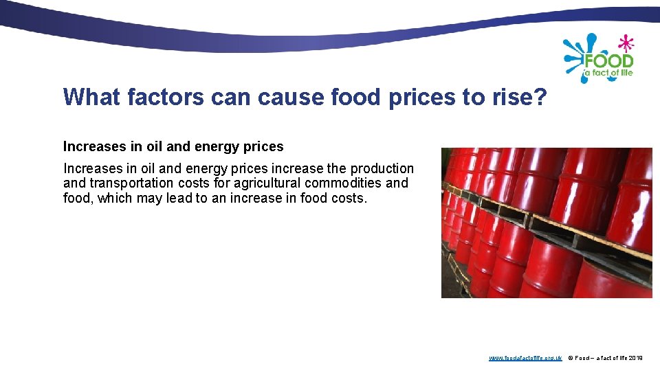 What factors can cause food prices to rise? Increases in oil and energy prices