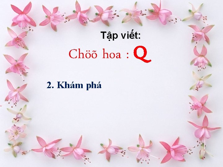 Tập viết: Chöõ hoa : Q 2. Khám phá 