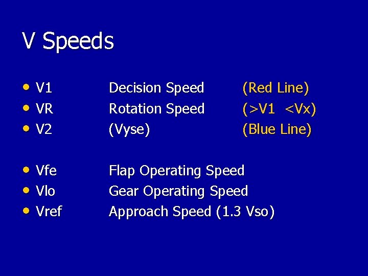 V Speeds • V 1 • VR • V 2 Decision Speed Rotation Speed V Speeds • V 1 • VR • V 2 Decision Speed Rotation Speed