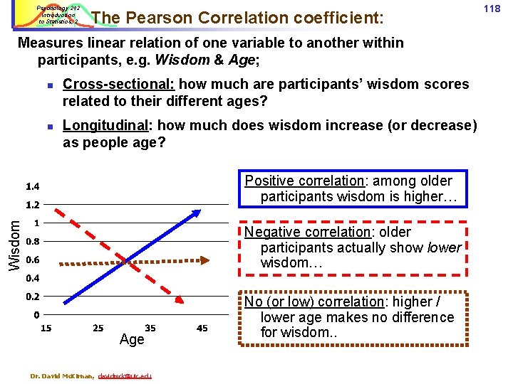 Psychology 242 Introduction to Statistics, 2 The Pearson Correlation coefficient: Measures linear relation of