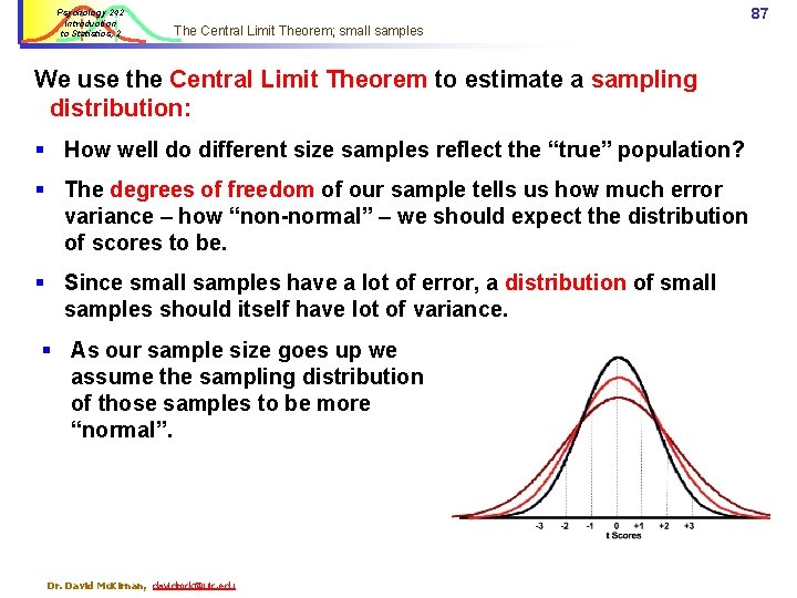 Psychology 242 Introduction to Statistics, 2 87 The Central Limit Theorem; small samples We
