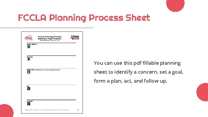 FCCLA Planning Process Sheet You can use this pdf fillable planning sheet to identify