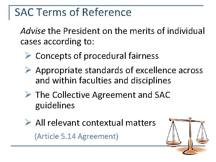 SAC Terms of Reference Advise the President on the merits of individual cases according