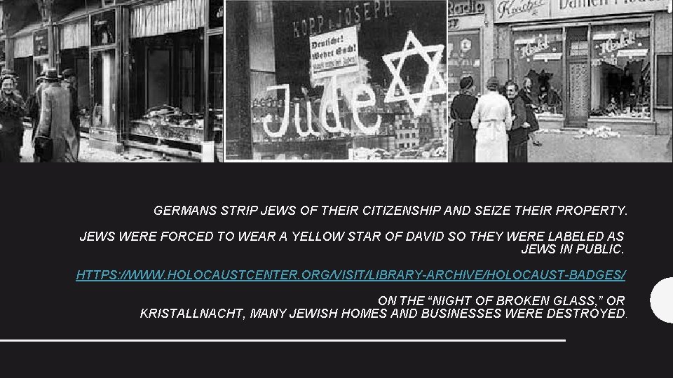 GERMANS STRIP JEWS OF THEIR CITIZENSHIP AND SEIZE THEIR PROPERTY. JEWS WERE FORCED TO