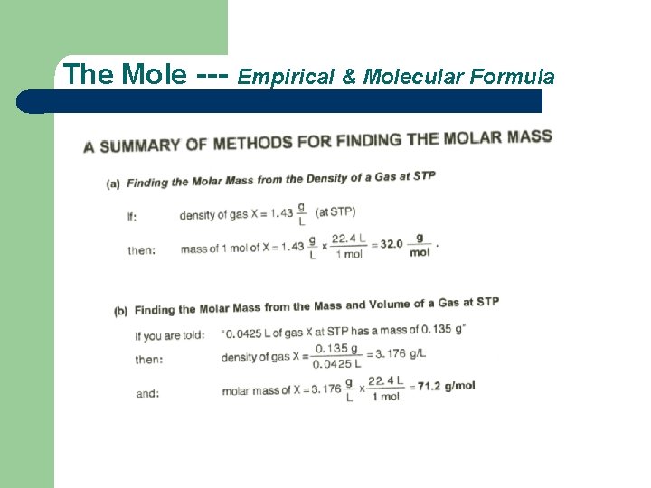 The Mole --- Empirical & Molecular Formula 