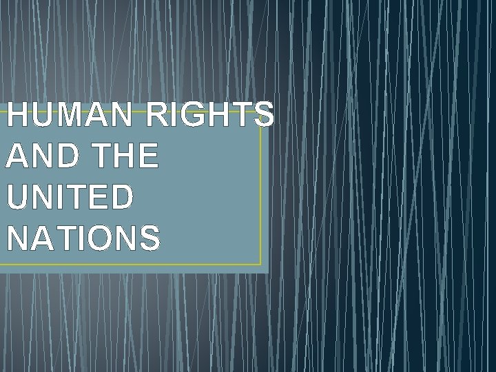 HUMAN RIGHTS AND THE UNITED NATIONS 