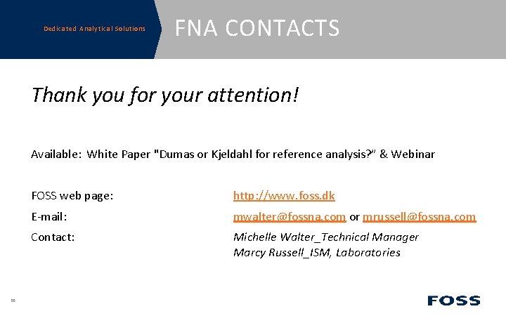 Dedicated Analytical Solutions FNA CONTACTS Thank you for your attention! Available: White Paper "Dumas