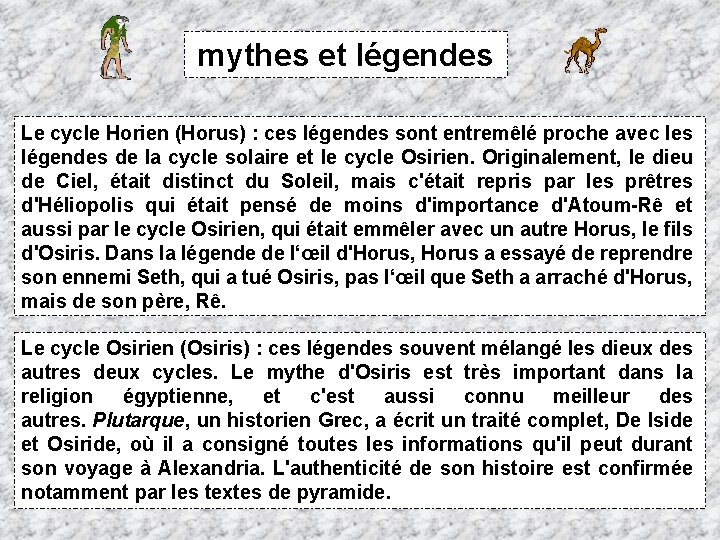 mythes et légendes Le cycle Horien (Horus) : ces légendes sont entremêlé proche avec