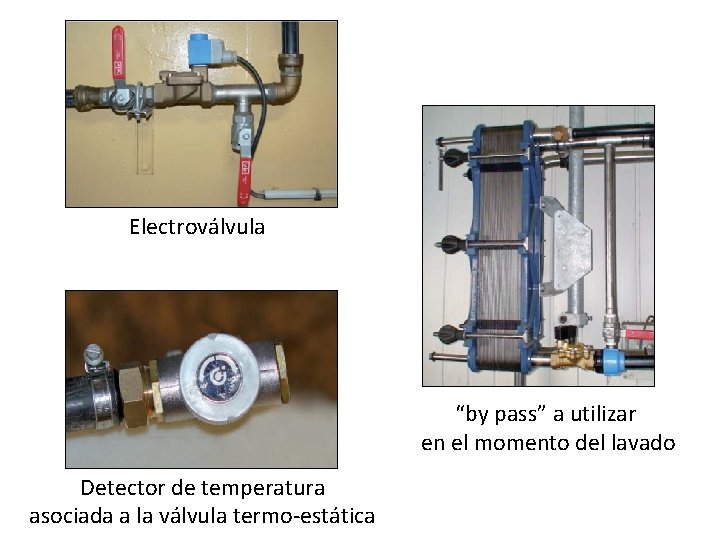 Electroválvula “by pass” a utilizar en el momento del lavado Detector de temperatura asociada