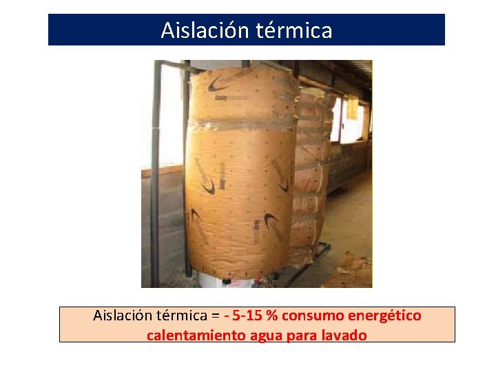 Aislación térmica = - 5 -15 % consumo energético calentamiento agua para lavado 