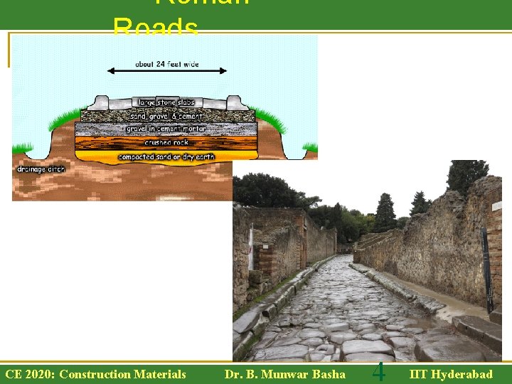 Roman Roads CE 2020: Construction Materials Dr. B. Munwar Basha 4 IIT Hyderabad 