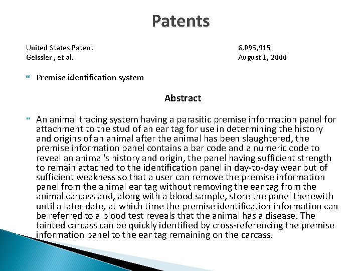 Patents United States Patent Geissler , et al. 6, 095, 915 August 1, 2000