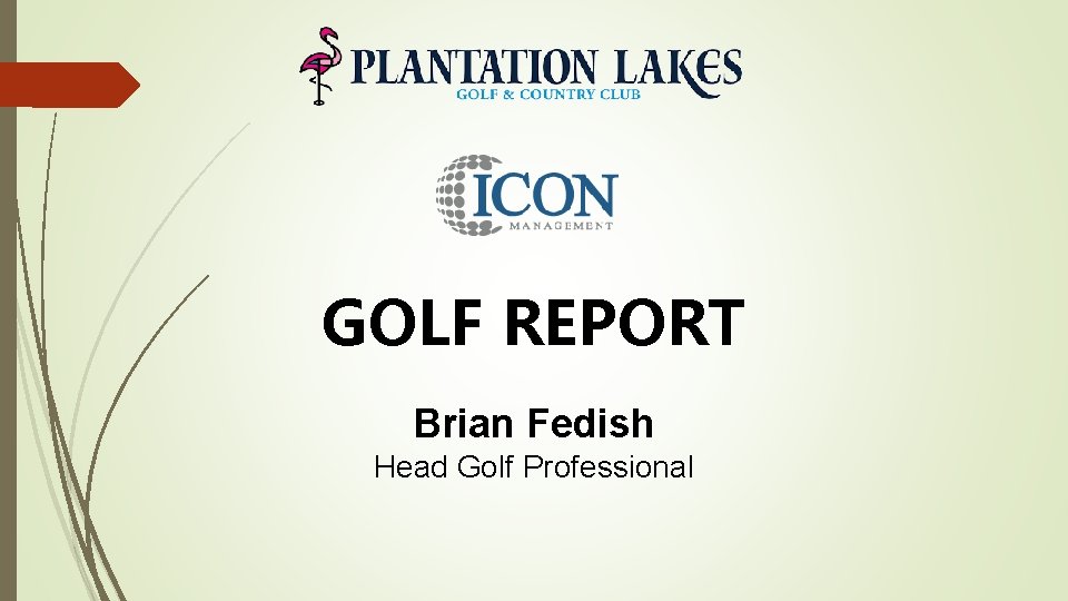 GOLF REPORT Brian Fedish Head Golf Professional 
