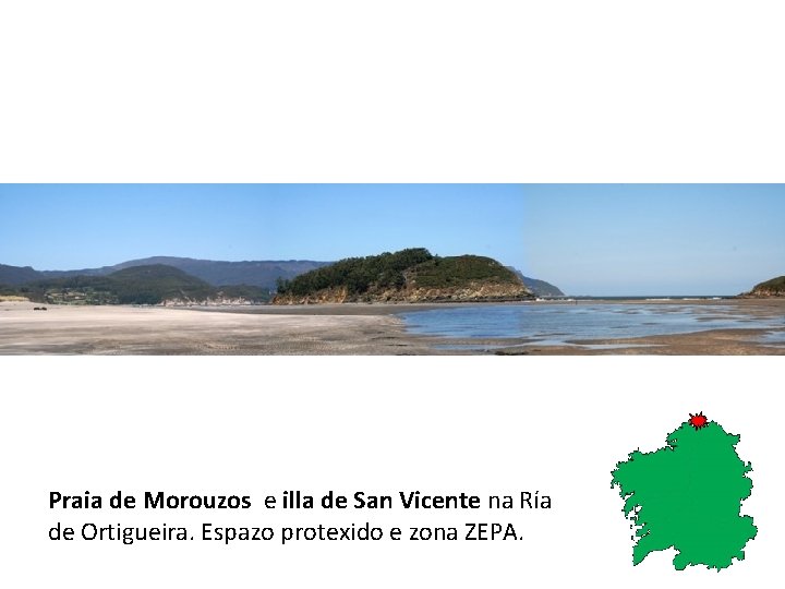 Praia de Morouzos e illa de San Vicente na Ría de Ortigueira. Espazo protexido