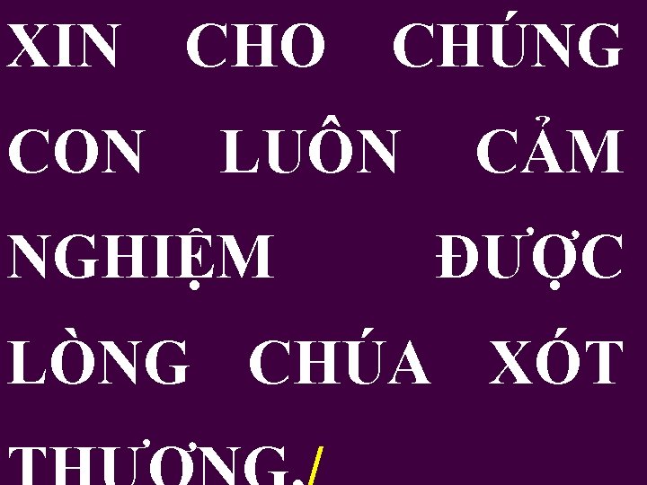 XIN CHO CON CHÚNG LUÔN NGHIỆM CẢM ĐƯỢC LÒNG CHÚA XÓT 