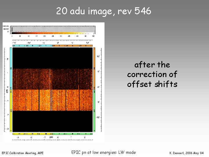 20 adu image, rev 546 after the correction of offset shifts EPIC Calibration Meeting,