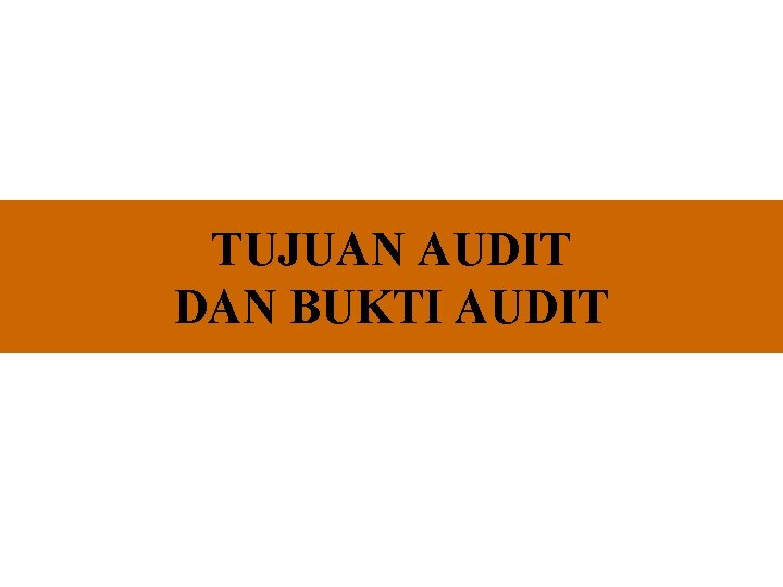 TUJUAN AUDIT DAN BUKTI AUDIT 