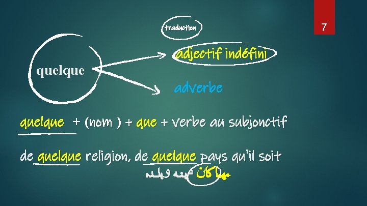 traduction quelque adjectif indéfini adverbe quelque + (nom ) + que + verbe au