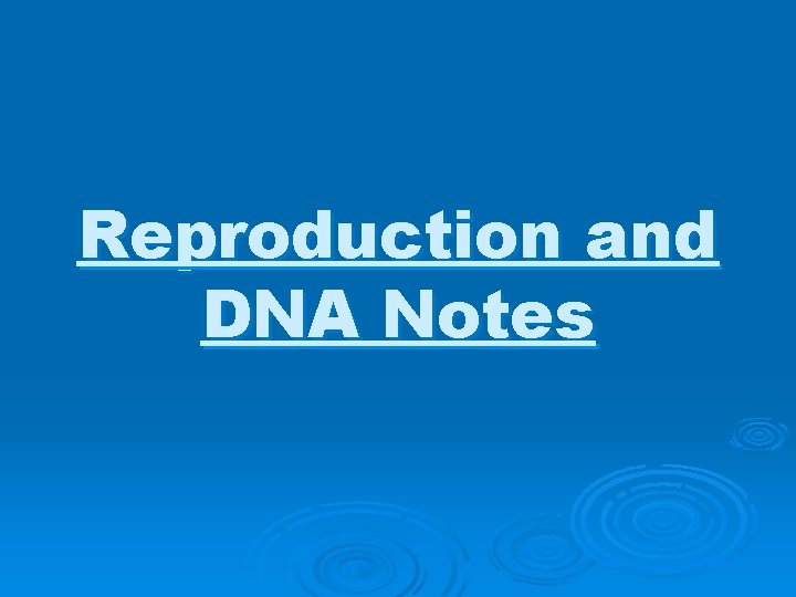 Reproduction and DNA Notes 