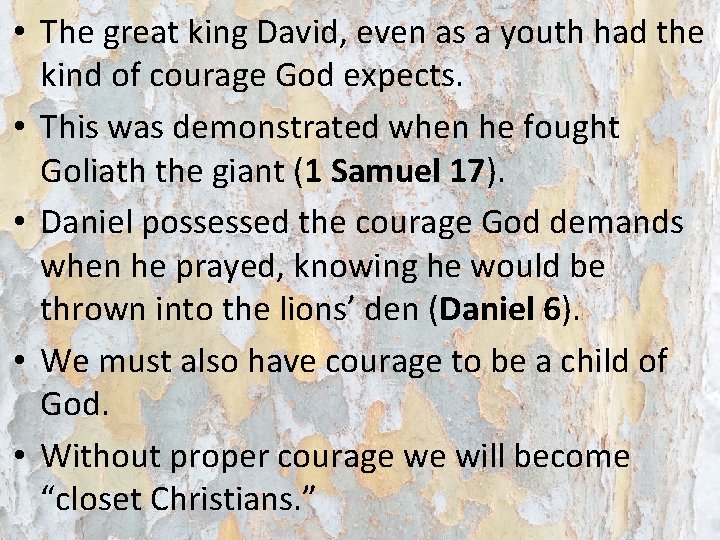 • The great king David, even as a youth had the kind of • The great king David, even as a youth had the kind of