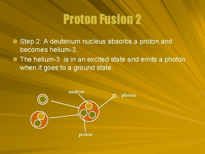 Proton Fusion 2 ] Step 2: A deuterium nucleus absorbs a proton and becomes
