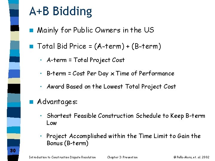 A+B Bidding n Mainly for Public Owners in the US n Total Bid Price