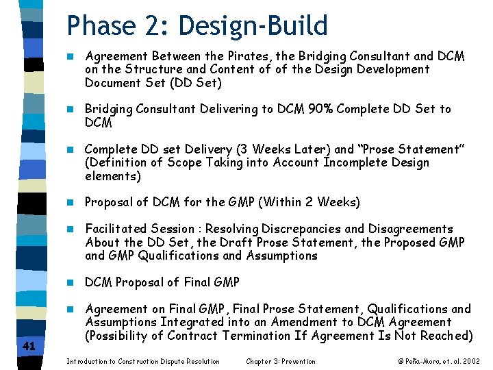 Phase 2: Design-Build 41 n Agreement Between the Pirates, the Bridging Consultant and DCM