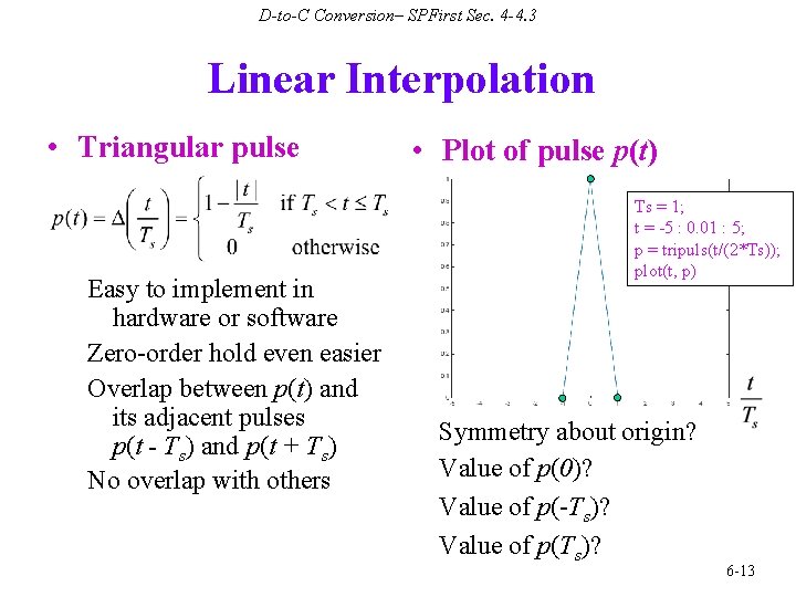 D-to-C Conversion– SPFirst Sec. 4 -4. 3 Linear Interpolation • Triangular pulse Easy to