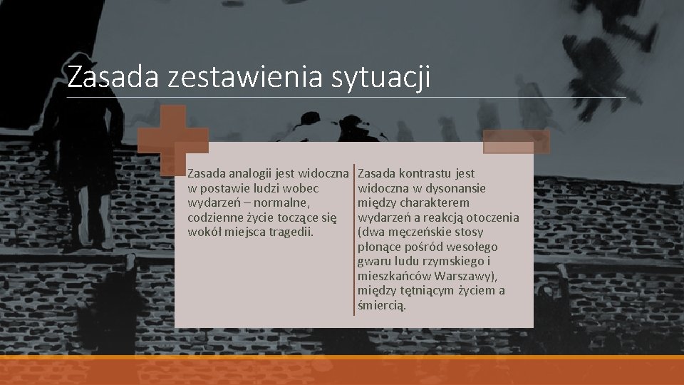 Zasada zestawienia sytuacji Zasada analogii jest widoczna w postawie ludzi wobec wydarzeń – normalne,