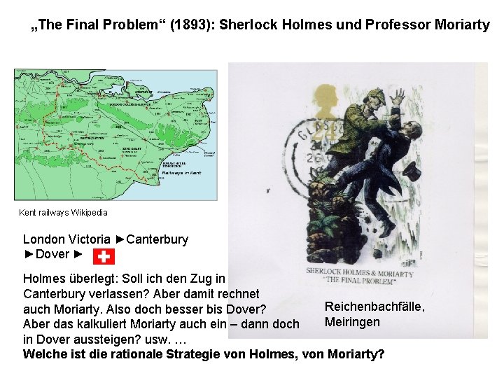 „The Final Problem“ (1893): Sherlock Holmes und Professor Moriarty Kent railways Wikipedia London Victoria
