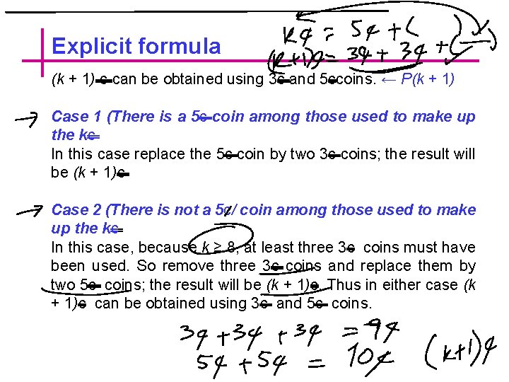 Explicit formula (k + 1) c can be obtained using 3 c and 5