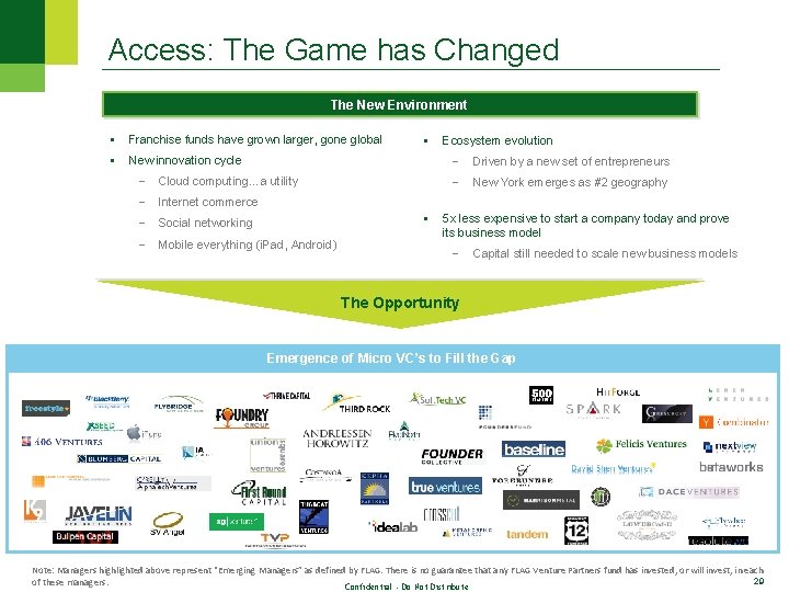 Access: The Game has Changed The New Environment § Franchise funds have grown larger,