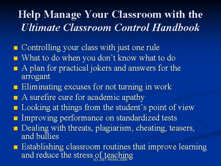 Help Manage Your Classroom with the Ultimate Classroom Control Handbook n n n n
