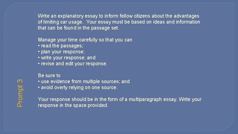 Write an explanatory essay to inform fellow citizens about the advantages of limiting car