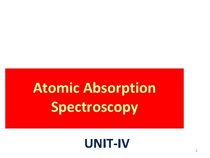 Atomic Absorption Spectroscopy UNIT-IV 2 
