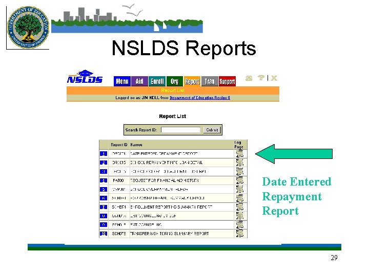 NSLDS Reports Date Entered Repayment Report 29 