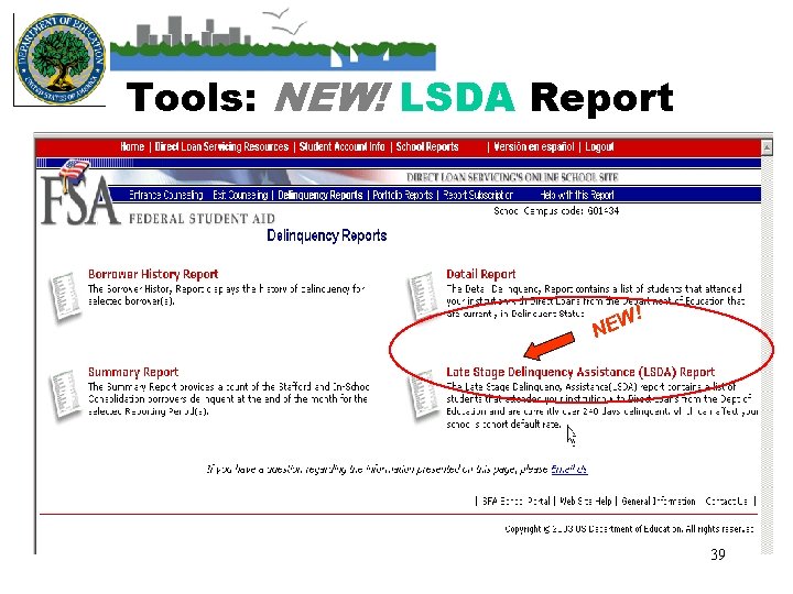 Tools: NEW! LSDA Report W! E N 39 