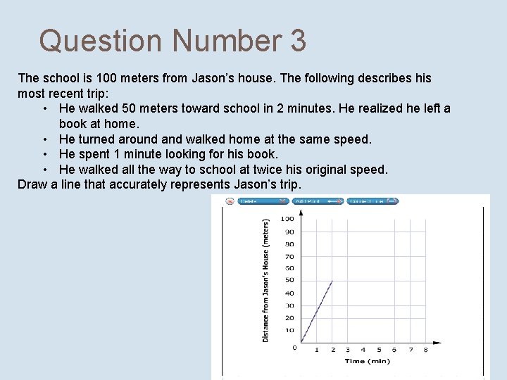 Question Number 3 The school is 100 meters from Jason's house. The following describes