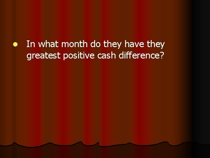 l In what month do they have they greatest positive cash difference? 