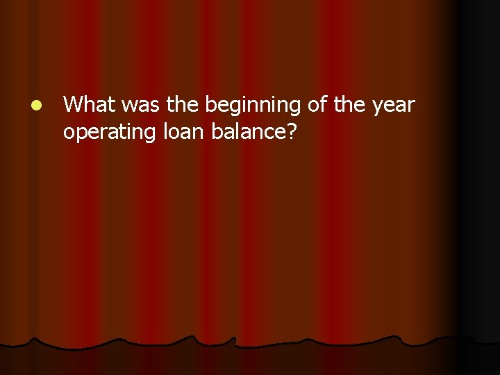 l What was the beginning of the year operating loan balance? 