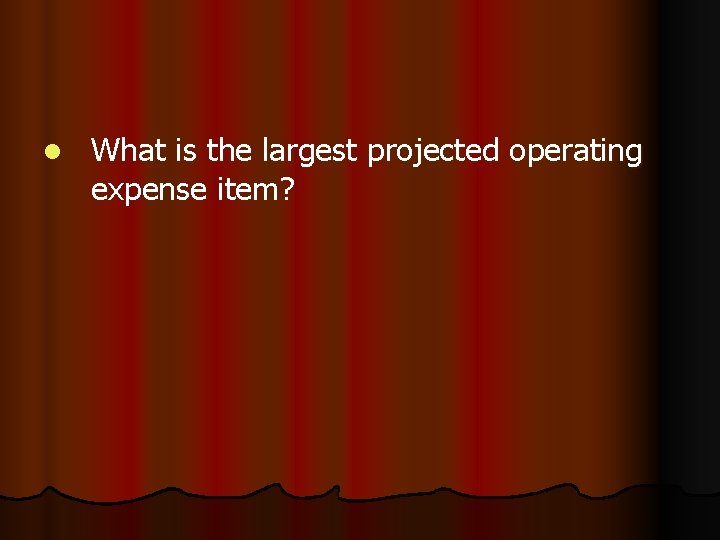 l What is the largest projected operating expense item? 