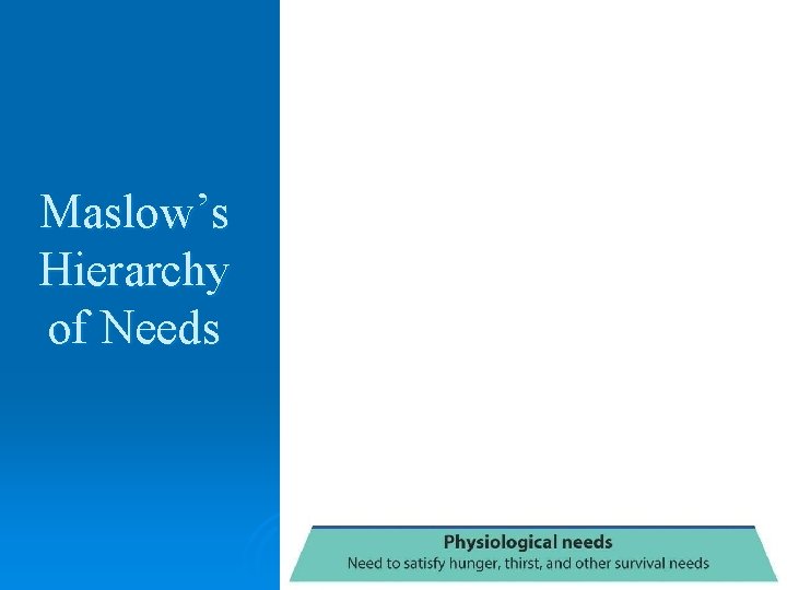 Maslow’s Hierarchy of Needs Maslow’s Hierarchy of Needs