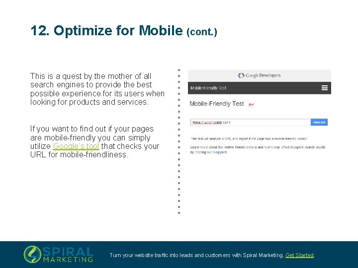 12. Optimize for Mobile (cont. ) This is a quest by the mother of